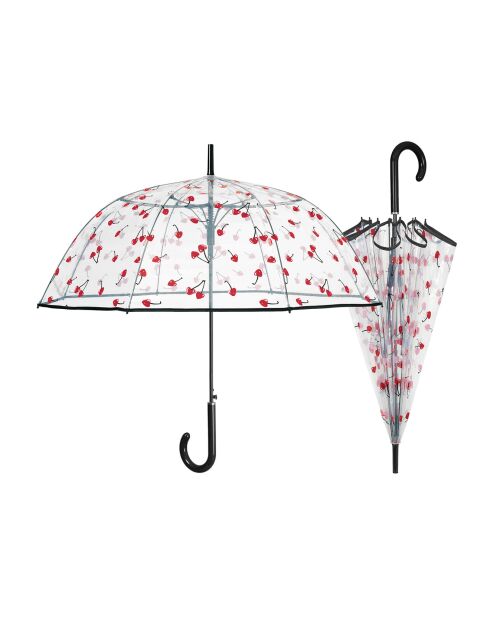 Parapluie cloche transparent - Système d'ouverture automatique - Cerises multicolore