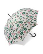 Grand parapluie automatique - Avec poignée courbée en bois - Blanc Tropical multicolore