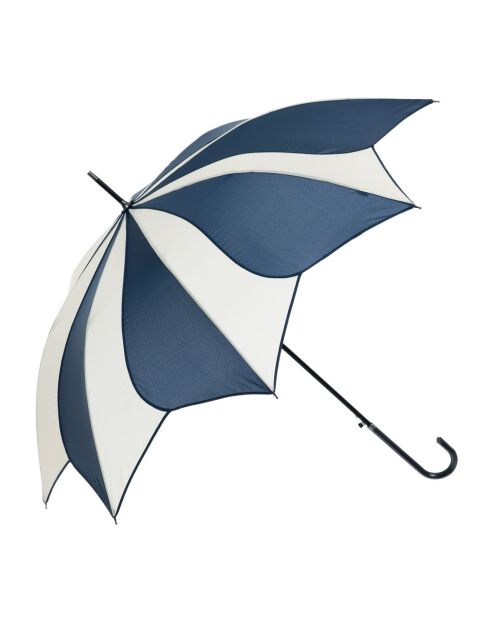 Parapluie long automatique - Toile tournesol bleu marine/crème