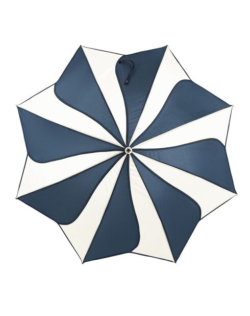 Parapluie long automatique - Toile tournesol bleu marine/crème