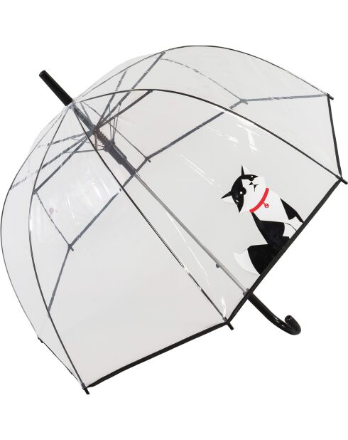 Parapluie transparent cloche - Petit chat transparent/noir
