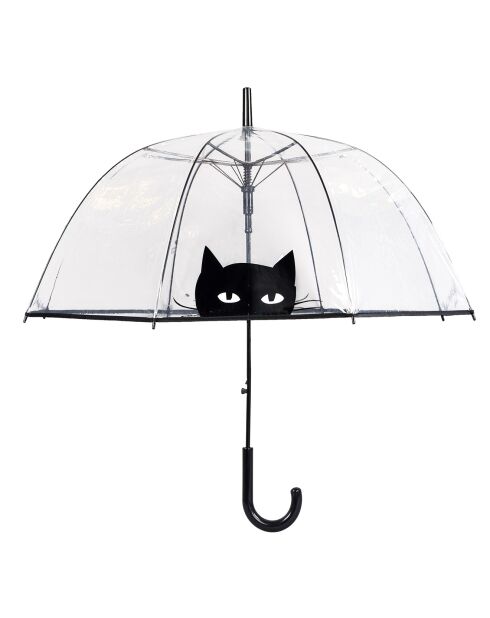 Parapluie cloche transparent automatique - Chat transparent/noir