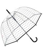 Parapluie transparent cloche - Système d'ouverture automatique - Pois transparent