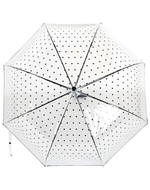 Parapluie transparent cloche - Système d'ouverture automatique - Pois transparent