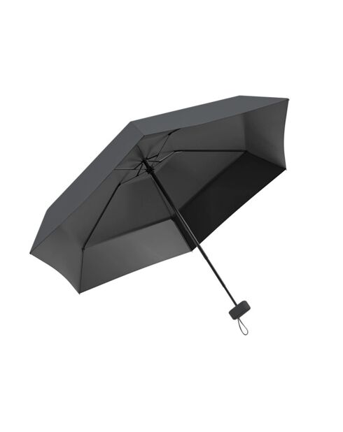 Mini parapluie - Parapluie six volets - Léger et compact - Avec étui en cuir zippé noir