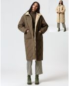Manteau réversible Marie kaki/beige