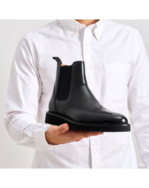 Bottines Chelsea à bout fleuri noires