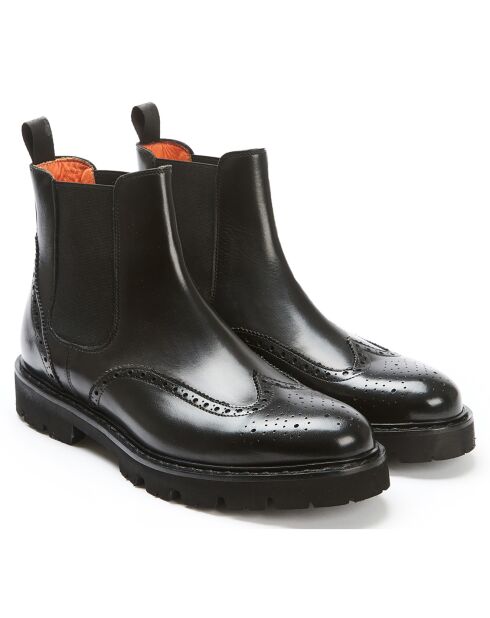 Bottines Chelsea à bout fleuri noires