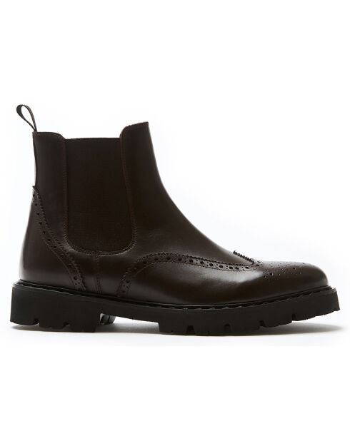 Bottines Chelsea à bout fleuri marron foncé