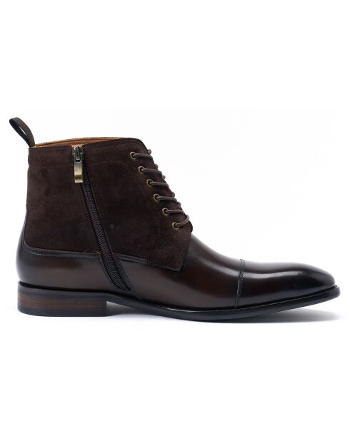 Bottines derby à bout droit marron foncé
