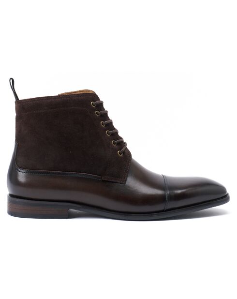 Bottines derby à bout droit marron foncé