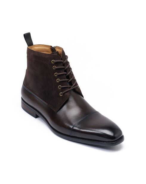 Bottines derby à bout droit marron foncé
