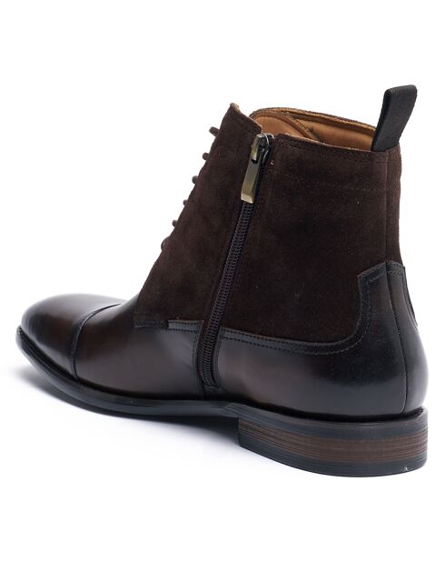 Bottines derby à bout droit marron foncé