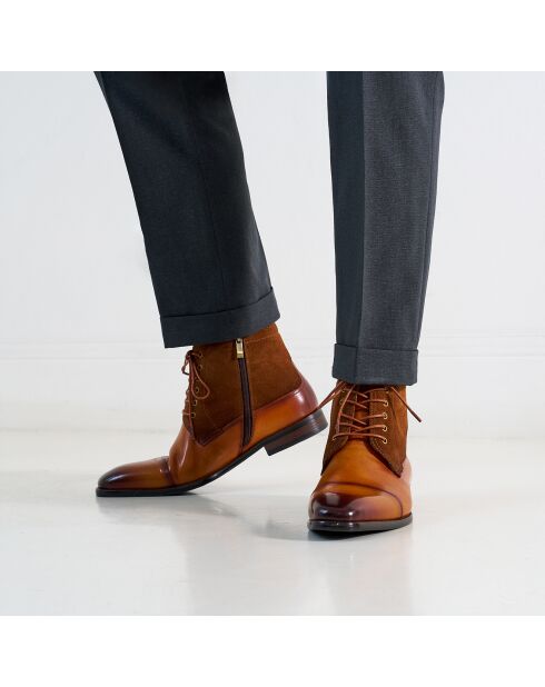 Bottines derby à bout droit marron clair