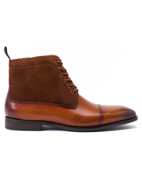 Bottines derby à bout droit marron clair