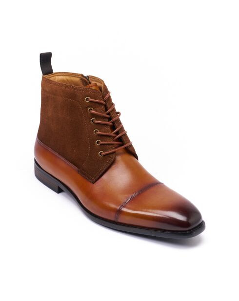 Bottines derby à bout droit marron clair