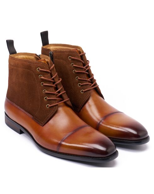 Bottines derby à bout droit marron clair
