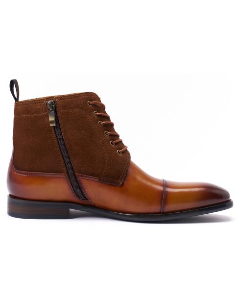 Bottines derby à bout droit marron clair