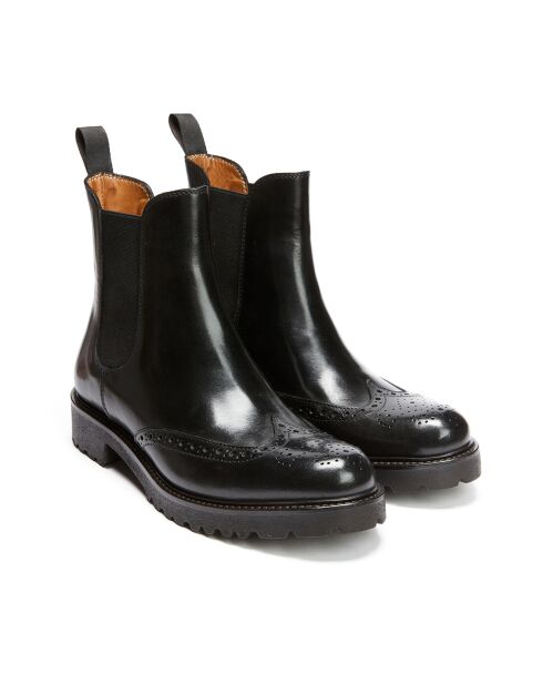 Bottines Chelsea à bout fleuri noires