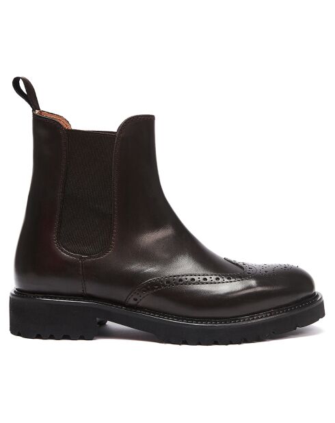 Bottines Chelsea à bout fleuri marron foncé