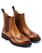Bottines Chelsea à bout fleuri marron clair