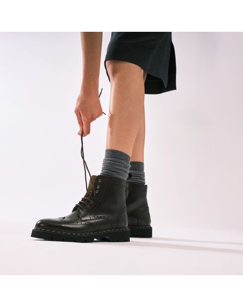 Bottes derby à bout fleuri marron foncé