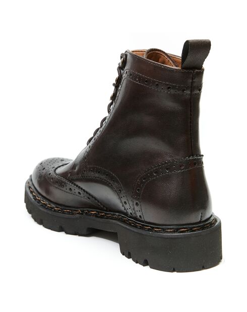 Bottes derby à bout fleuri marron foncé