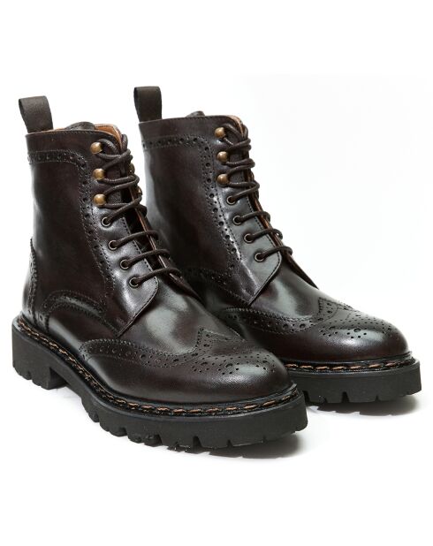 Bottes derby à bout fleuri marron foncé