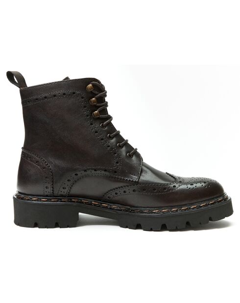 Bottes derby à bout fleuri marron foncé