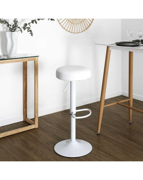 2 Tabourets De Bar Reglable Mumford blancs - 36x36x63.5 cm