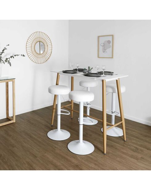 2 Tabourets De Bar Reglable Mumford blancs - 36x36x63.5 cm
