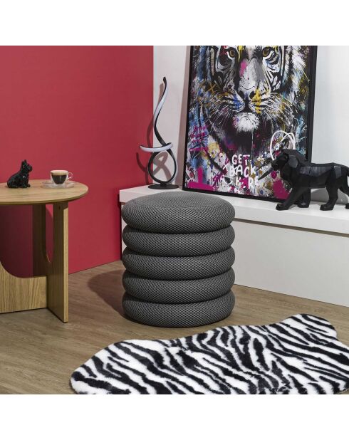 Pouf Rangement Atome gris foncé - 38x38x43 cm