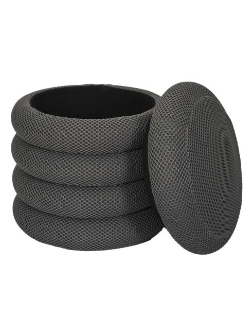 Pouf Rangement Atome gris foncé - 38x38x43 cm