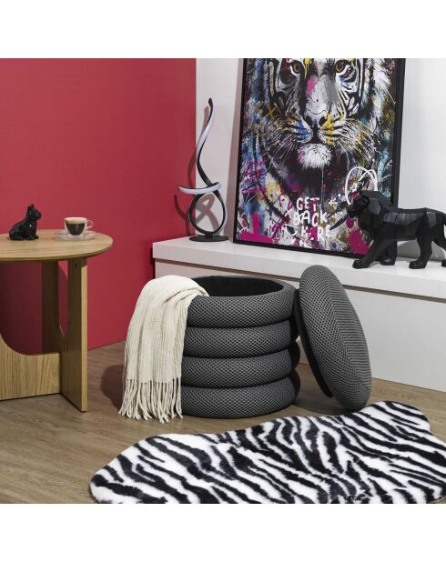 Pouf Rangement Atome gris foncé - 38x38x43 cm