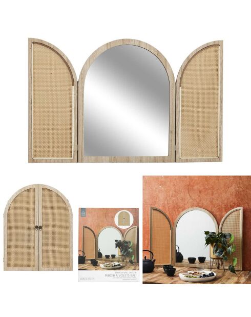 Miroir A Volets Bali naturel - 41x3x51 cm