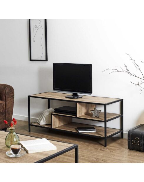 Banc Tv Edison marron/noir - 115x47.5x8 cm