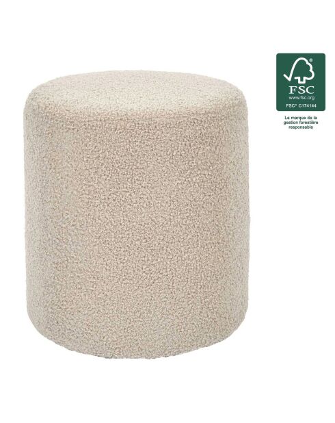 Pouf Bouclette Rhea taupe - 36x36x36 cm