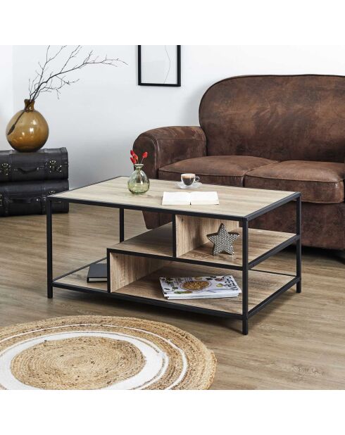 Table Basse Edison marron/noir - 99x62.5x8 cm