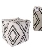Pouf Berbere Mirage noir/blanc - 45x45x41 cm