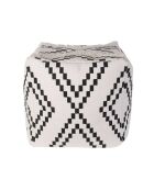 Pouf Berbere Mirage noir/blanc - 45x45x41 cm