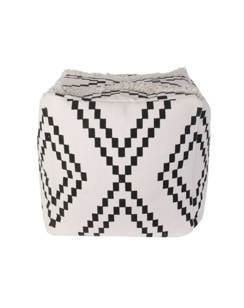 Pouf Berbere Mirage noir/blanc - 45x45x41 cm