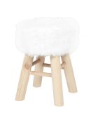 Tabouret Imitation Fourrure blanc/marron - 28x28x40 cm