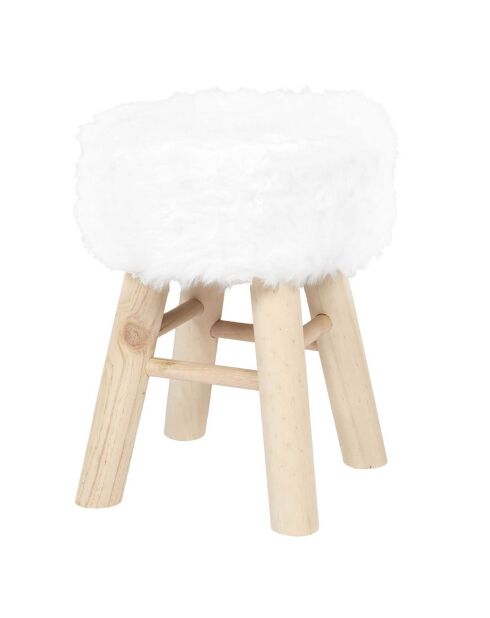 Tabouret Imitation Fourrure blanc/marron - 28x28x40 cm