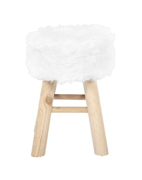 Tabouret Imitation Fourrure blanc/marron - 28x28x40 cm