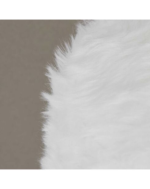 Tabouret Imitation Fourrure blanc/marron - 28x28x40 cm