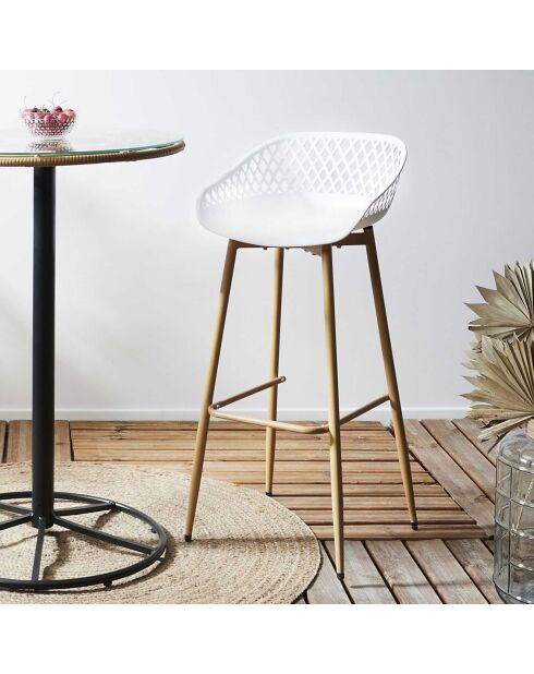 2 Tabourets De Bar Malaga blanc/marron - 45.5x47.6x88 cm