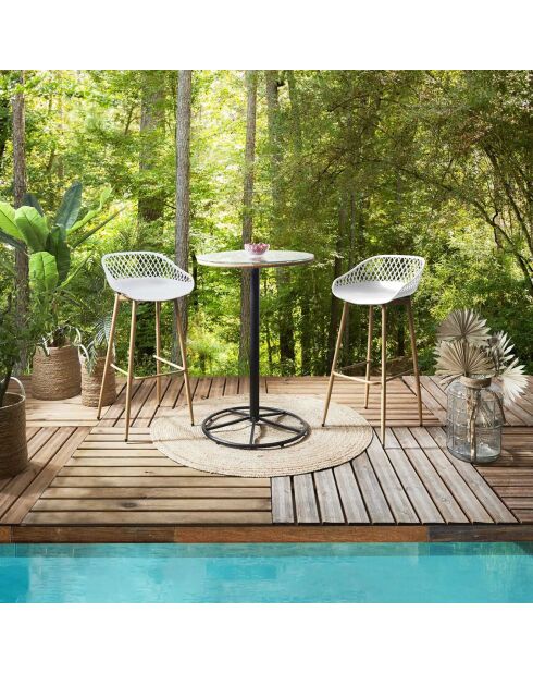 2 Tabourets De Bar Malaga blanc/marron - 45.5x47.6x88 cm