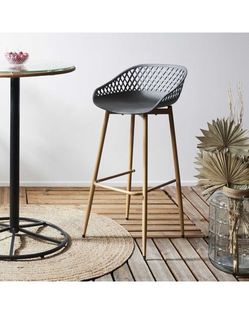 2 Tabourets De Bar Malaga gris/marron - 45.5x47.6x88 cm