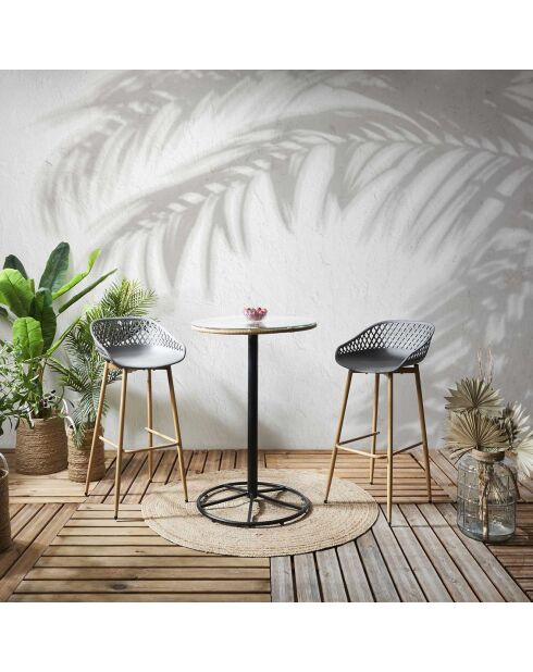 2 Tabourets De Bar Malaga gris/marron - 45.5x47.6x88 cm