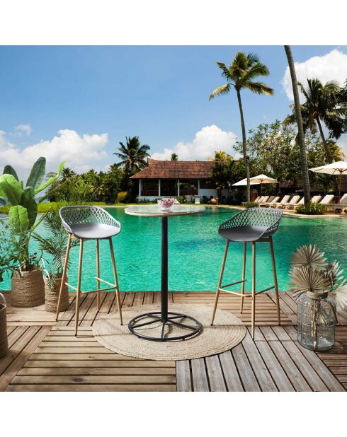 2 Tabourets De Bar Malaga gris/marron - 45.5x47.6x88 cm